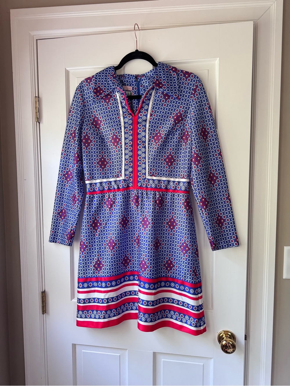 1970s Emilio Borghese VINTAGE Red White & Blue Dress